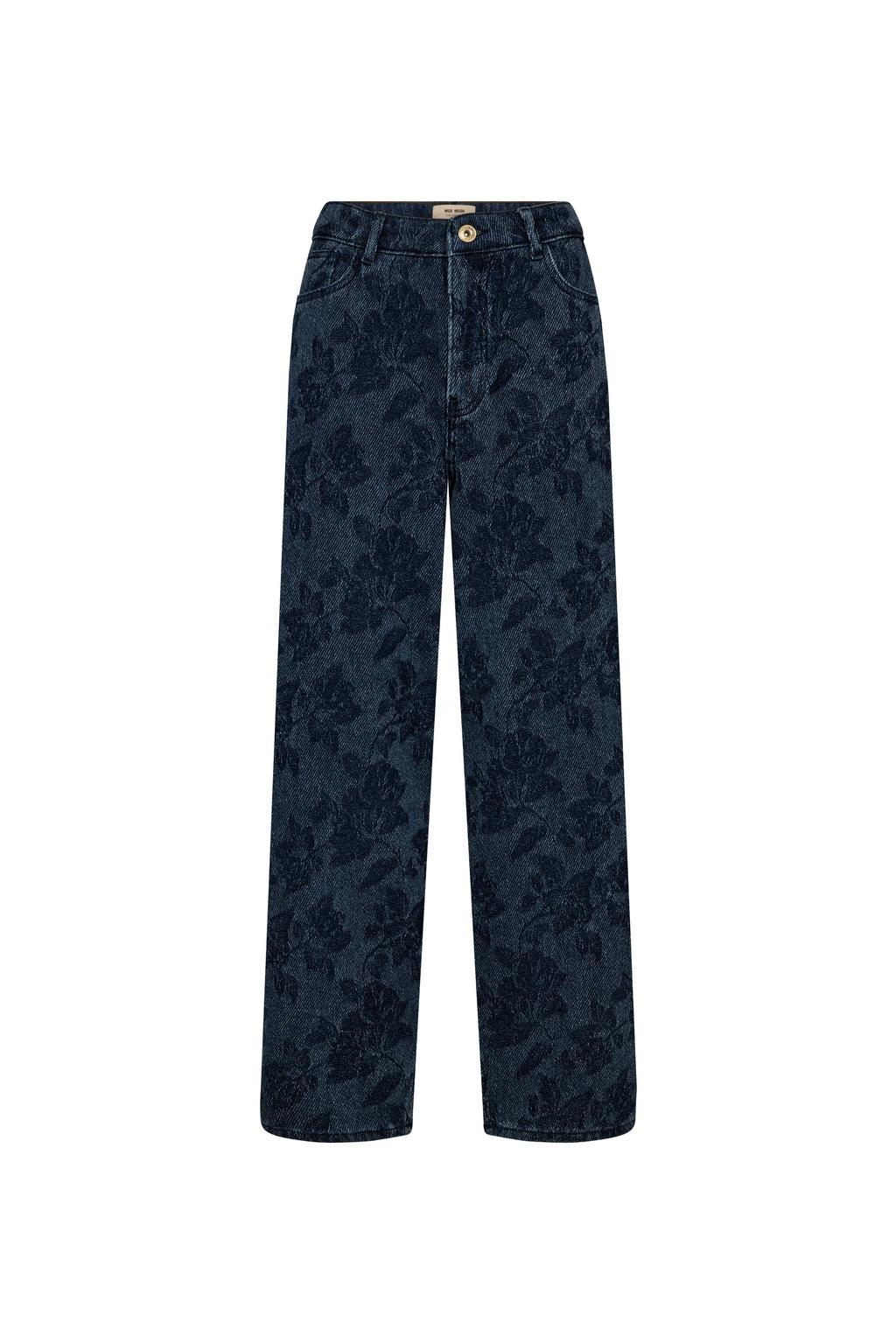Dark blue denim dames Mos Mosh wide leg jeans wide leg jeans dark blue van denim met effen