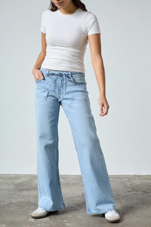 low waist wide leg jeans light blue denim