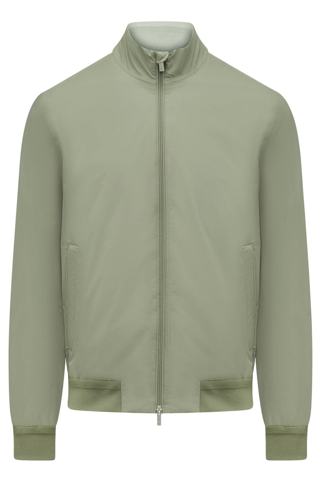 Lichtgroene heren Agiato zomerjas van polyester met effen, lange mouwen, opstaande kraag en 2-way rits