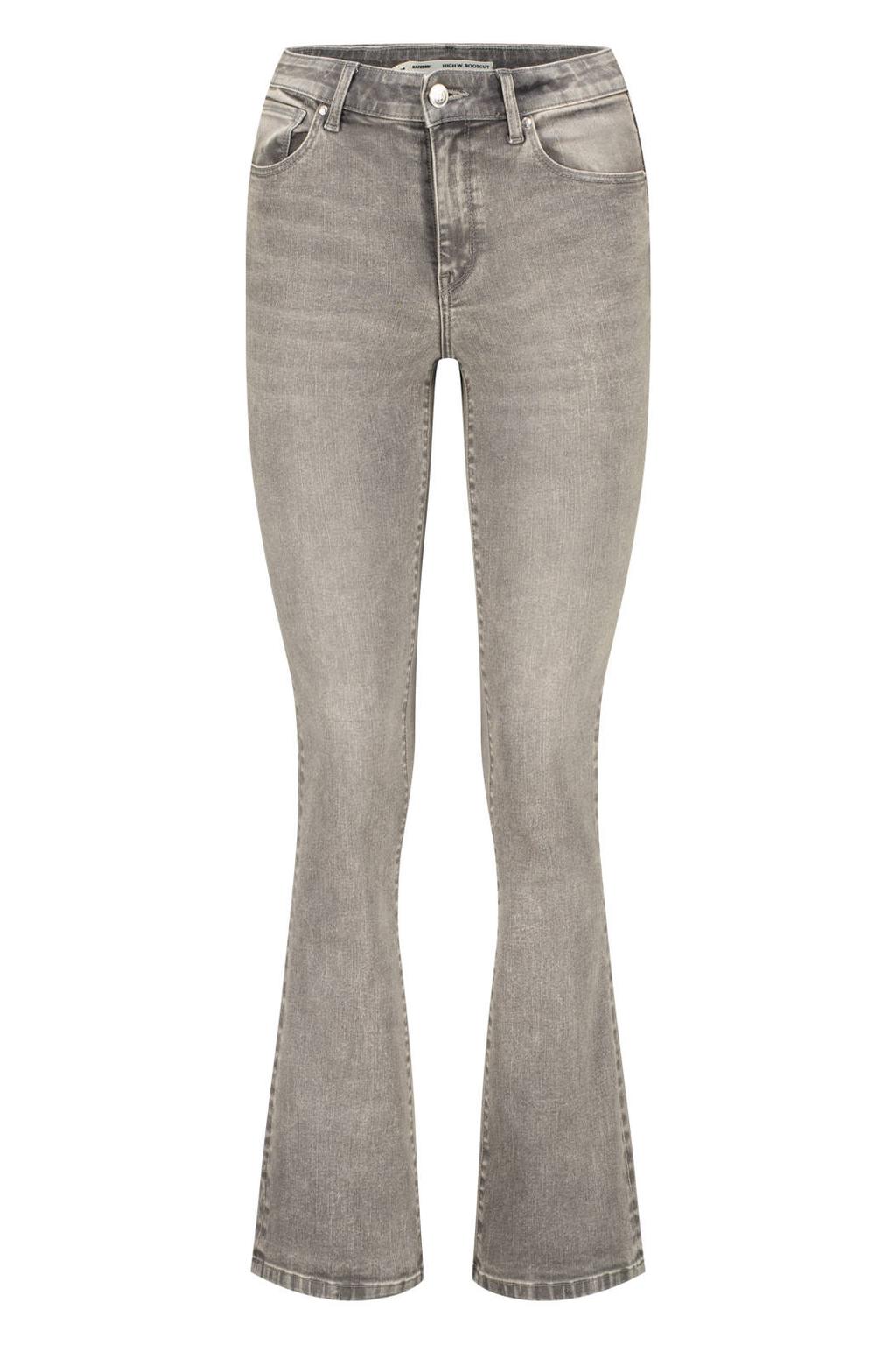 Grey denim dames Raizzed high waist flared jeans van denim met knoopsluiting en effen