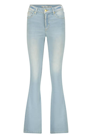 high waist flared jeans light blue denim