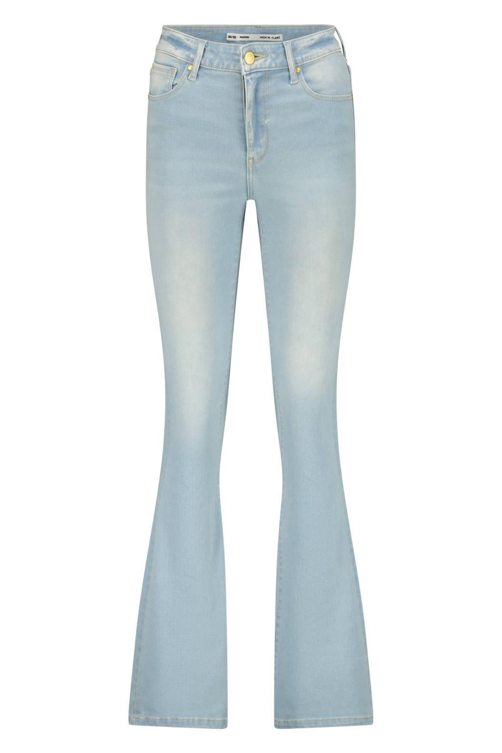 Light blue denim dames Raizzed high waist flared jeans van denim met knoopsluiting en effen