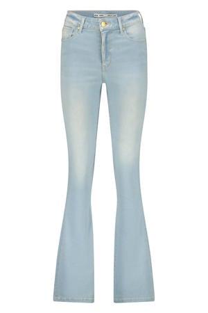 high waist flared jeans light blue denim