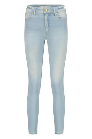 high waist skinny jeans light blue denim