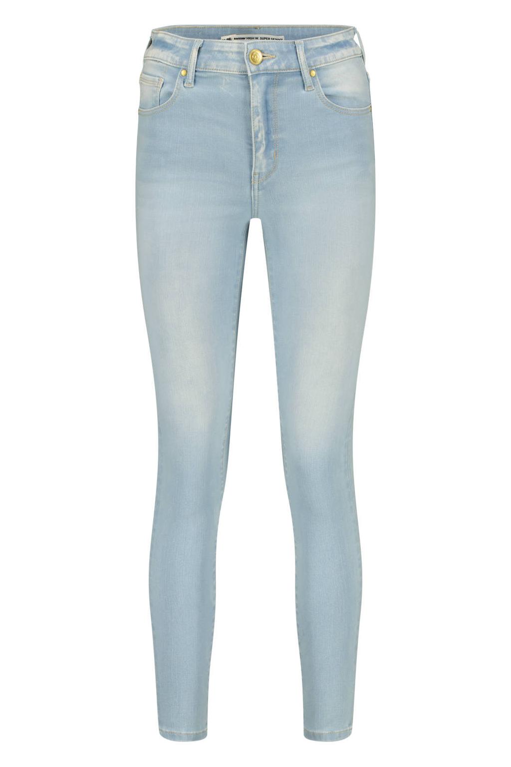 Light blue denim dames Raizzed high waist skinny jeans van denim met knoopsluiting en effen
