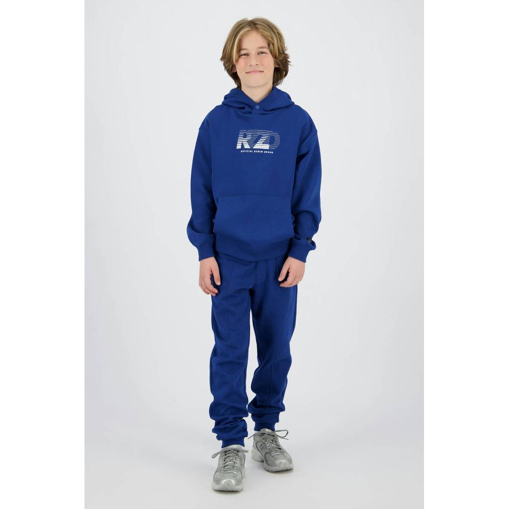 Blauwe jongens Raizzed hoodie van sweat materiaal met logo dessin, lange mouwen en capuchon