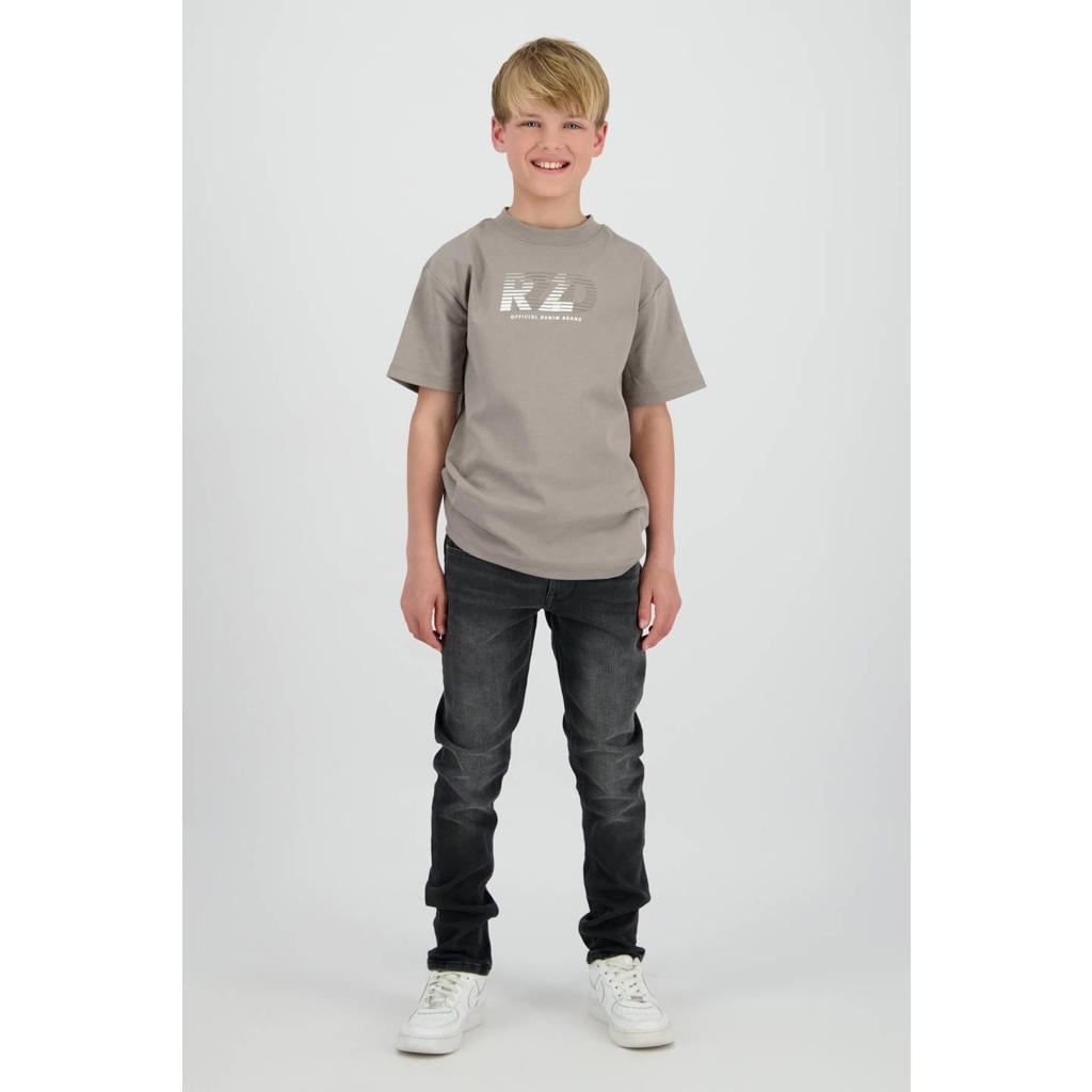Grijze jongens Raizzed T-shirt van katoen met logo dessin, korte mouwen en ronde hals
