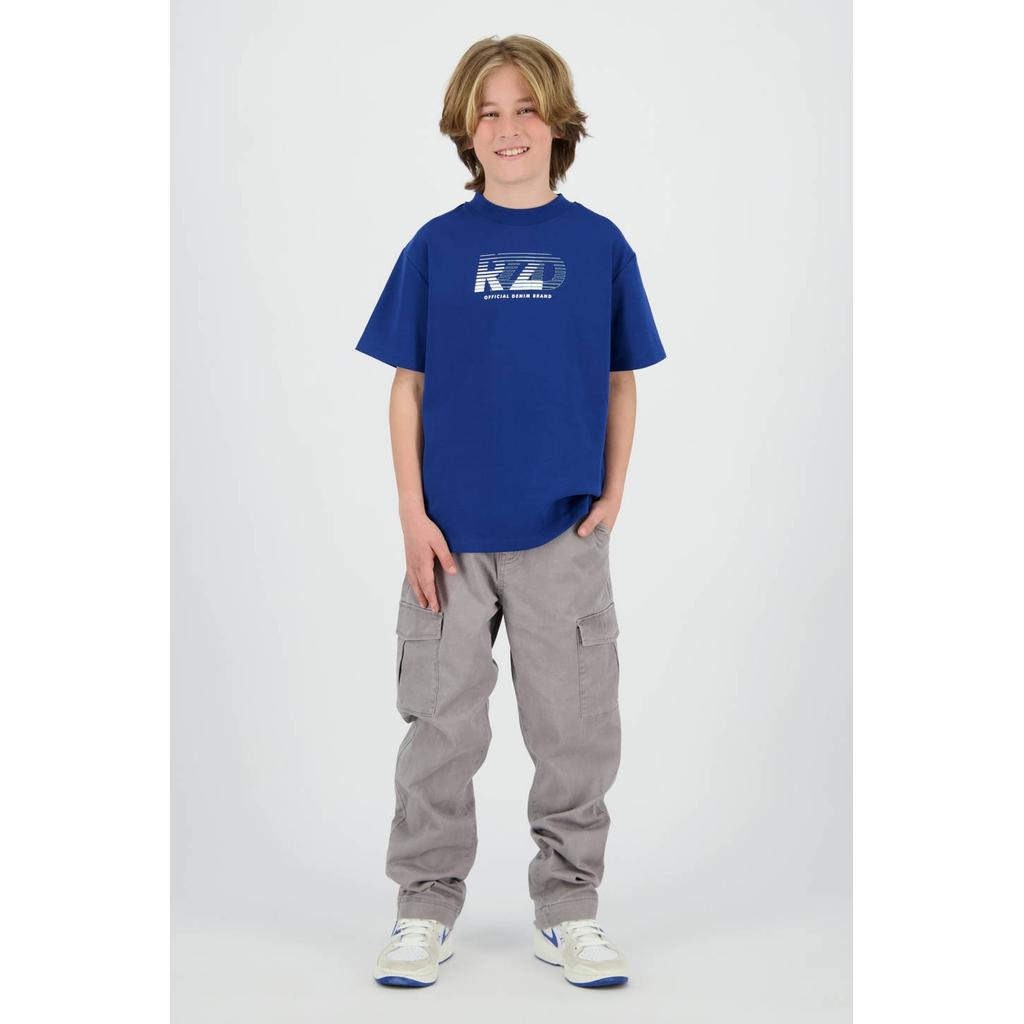 Blauwe jongens Raizzed T-shirt van katoen met logo dessin, korte mouwen en ronde hals