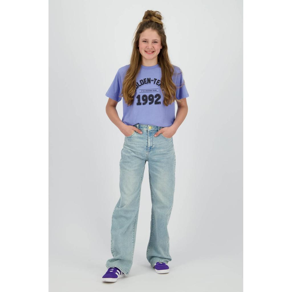 Lilakleurige meisjes Raizzed T-shirt van katoen met printopdruk, korte mouwen en ronde hals