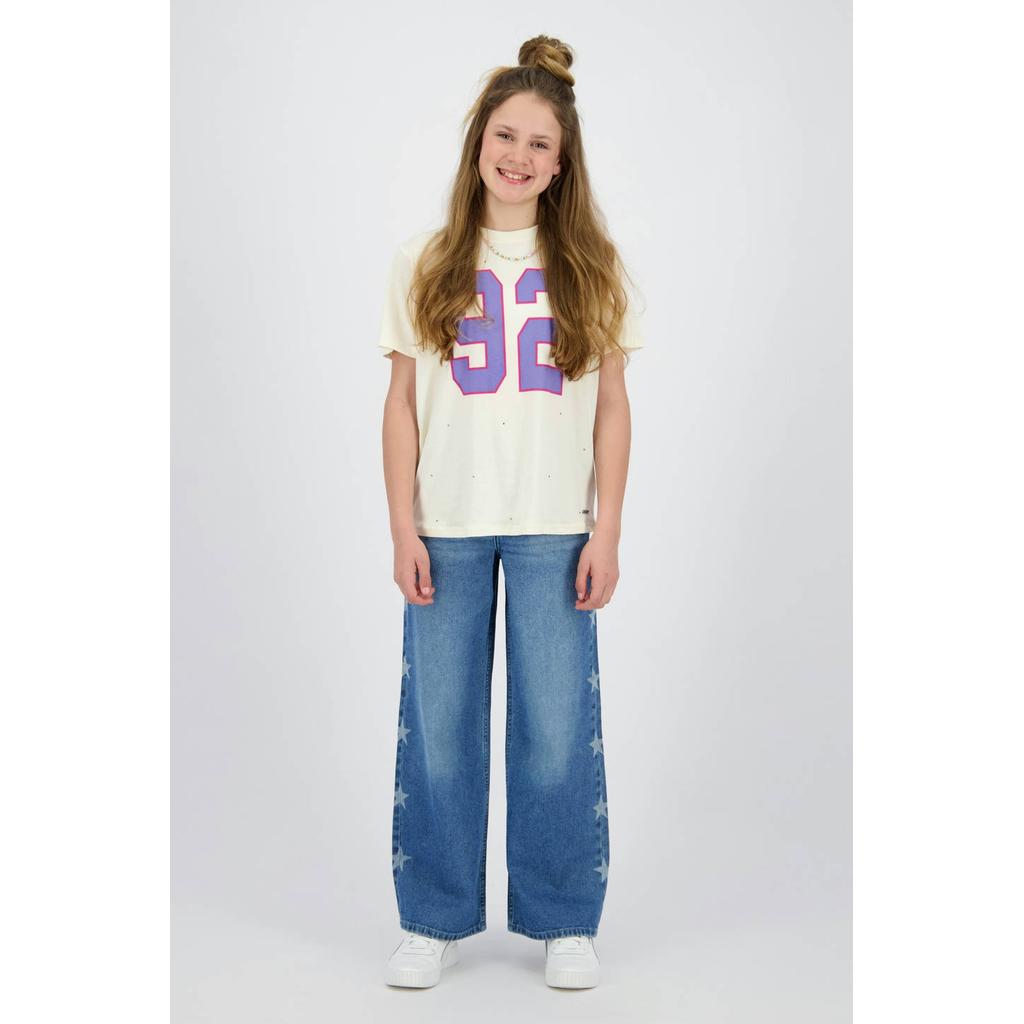 Beige meisjes Raizzed T-shirt van katoen met printopdruk, korte mouwen en ronde hals