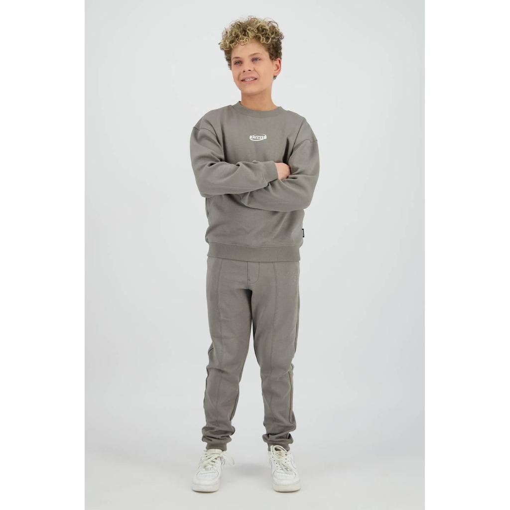 Grijze jongens Raizzed sweater met backprint, lange mouwen, ronde hals en geribde boorden