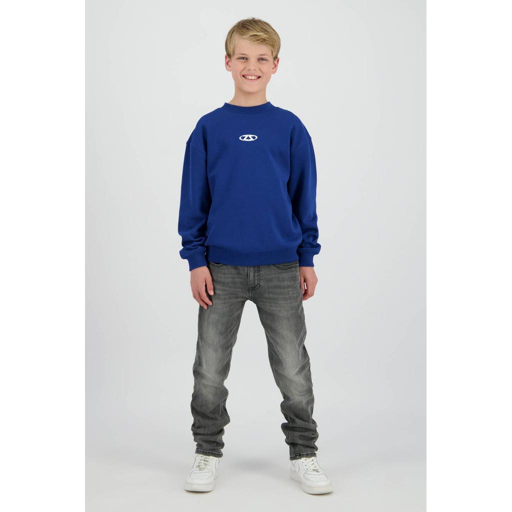 Grey denim jongens Raizzed straight leg jeans van denim met rits- en knoopsluiting en effen