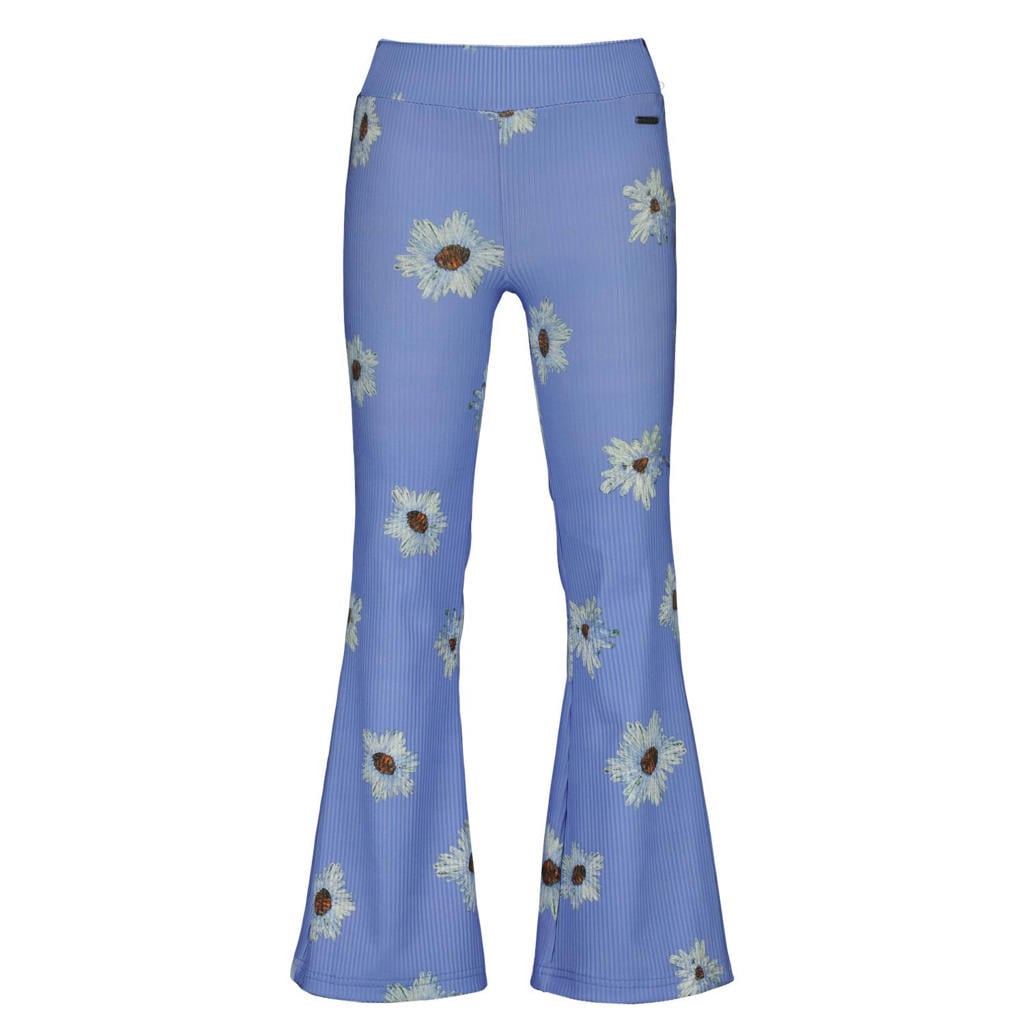 Lila en witte meisjes Raizzed gebloemde flared broek van polyester met elastische tailleband