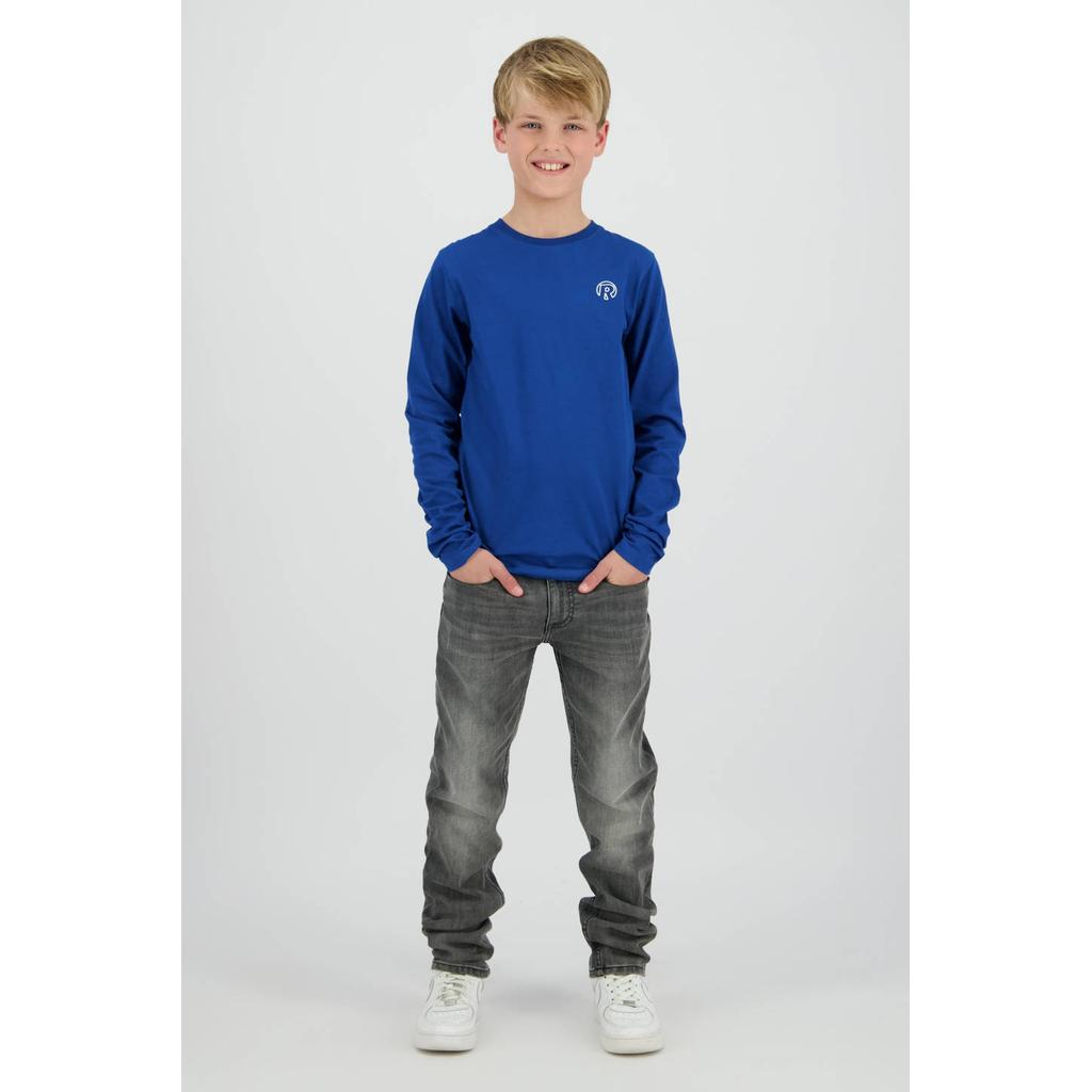 Blauwe jongens Raizzed longsleeve van katoen met backprint, lange mouwen en ronde hals