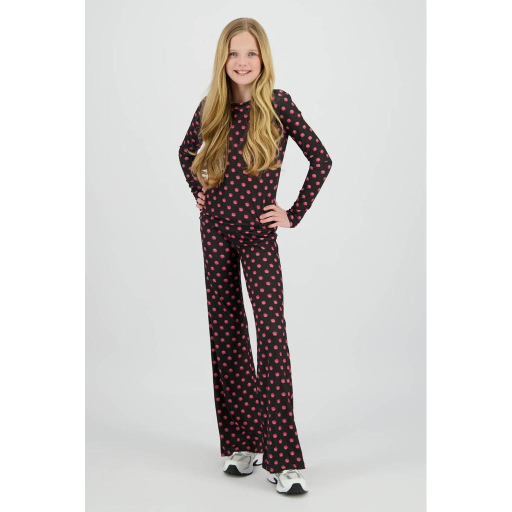 Zwarte meisjes Raizzed gebloemde flared broek van polyester met elastische tailleband