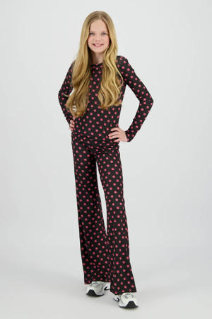 gebloemde flared broek zwart