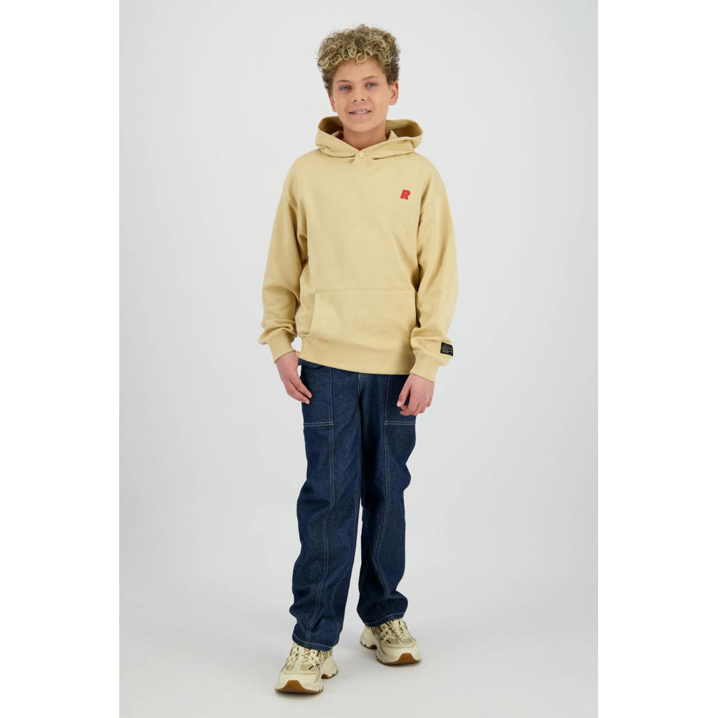 Beige jongens Raizzed hoodie van sweat materiaal met backprint, lange mouwen en capuchon