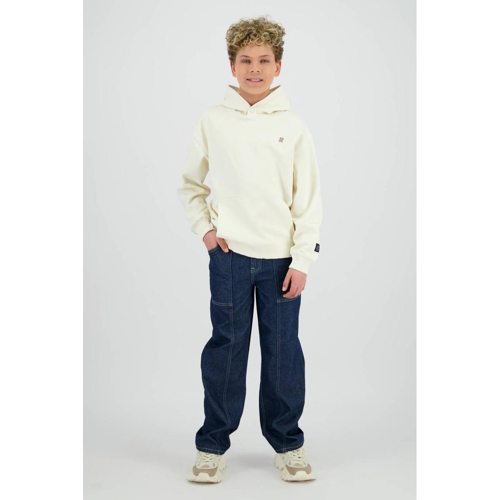 Witte jongens Raizzed hoodie van sweat materiaal met backprint, lange mouwen en capuchon