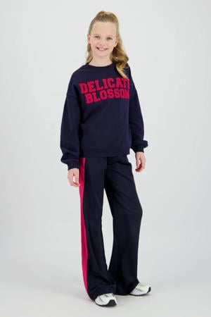 wide leg casual broek donkerblauw