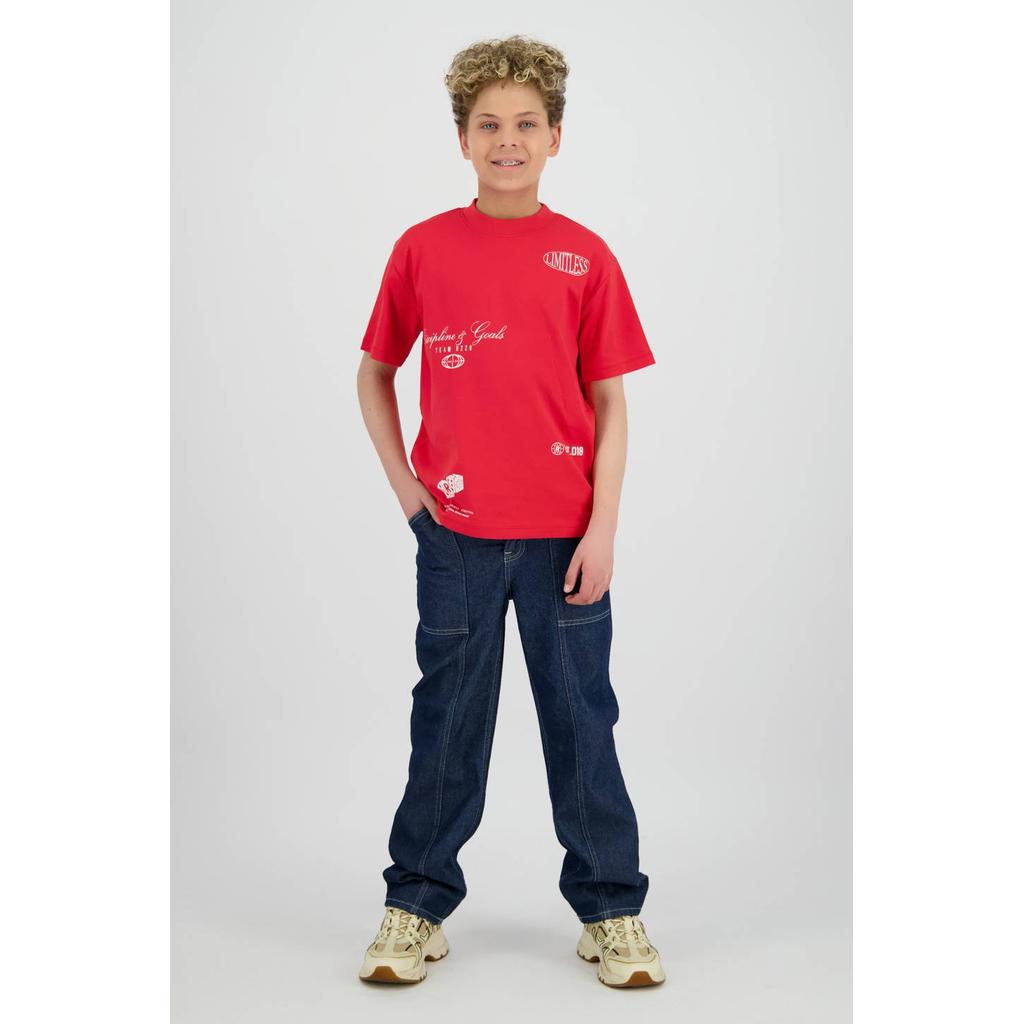 Rode jongens Raizzed T-shirt van katoen met printopdruk, korte mouwen en ronde hals