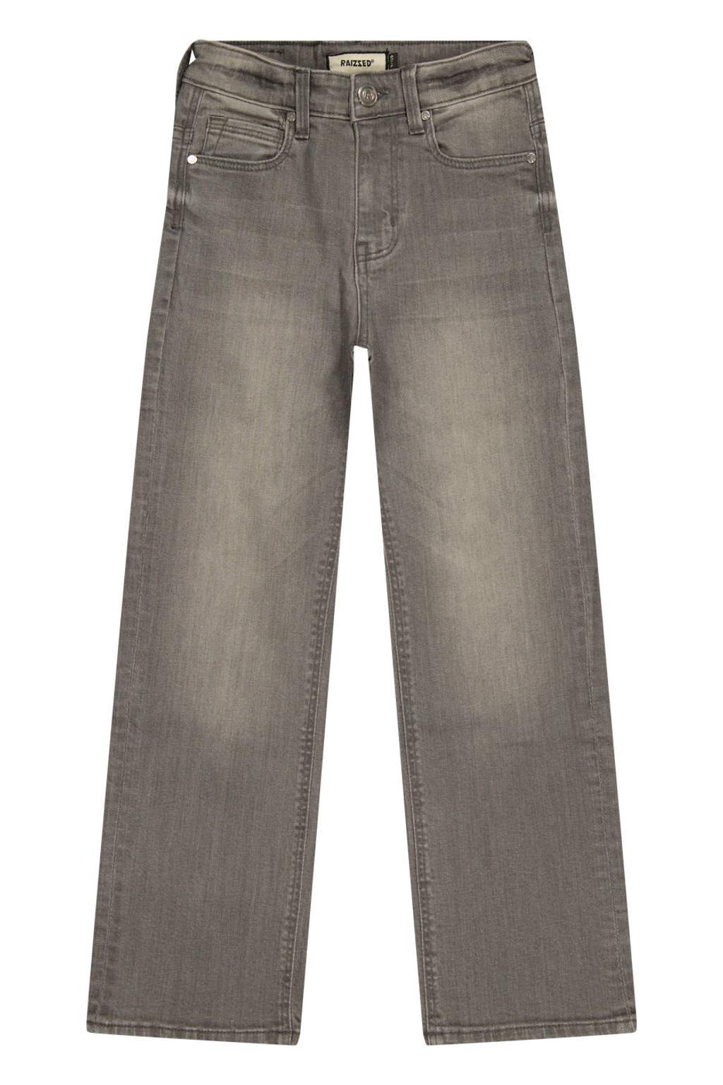 Grey denim meisjes Raizzed wide leg jeans van denim met rits- en knoopsluiting en effen