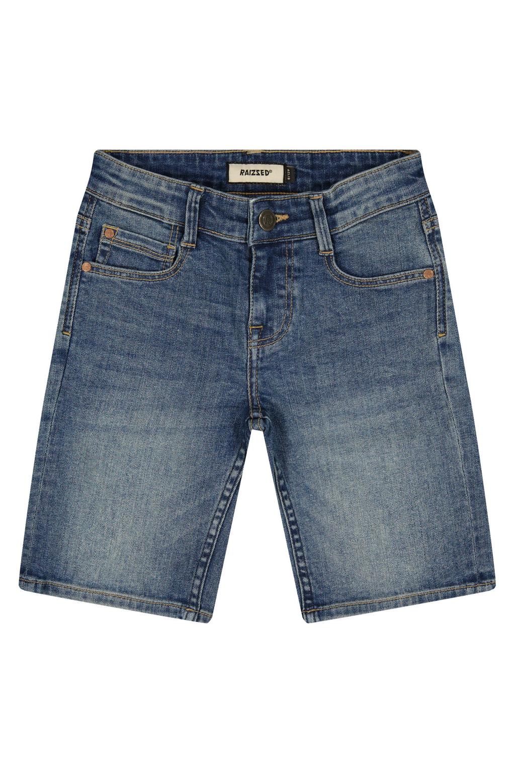 Medium blue denim jongens Raizzed short van denim met regular waist, rits- en knoopsluiting en effen