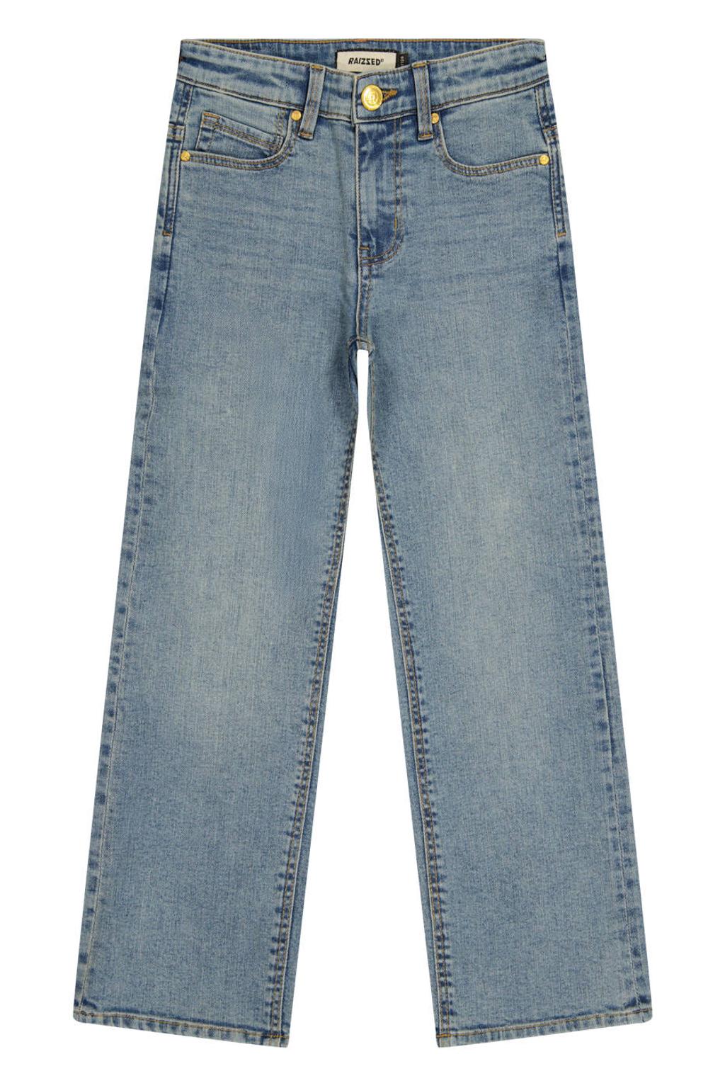 Medium blue denim meisjes Raizzed wide leg jeans van denim met rits- en knoopsluiting en effen