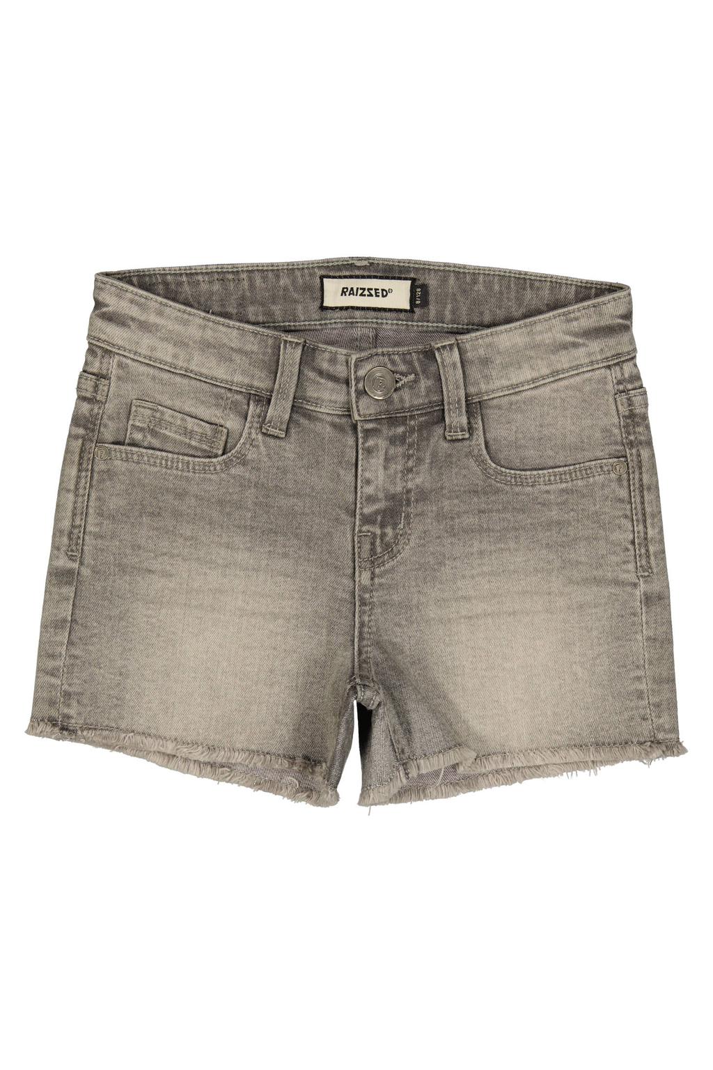 Grey denim meisjes Raizzed regular short van denim met rits- en knoopsluiting en effen