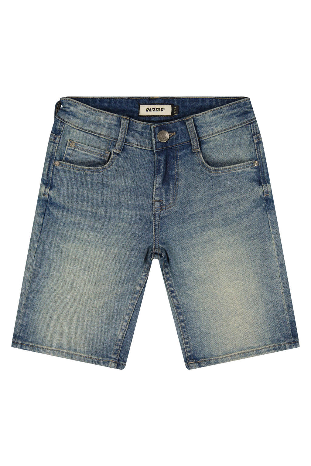Medium blue denim jongens Raizzed short van denim met regular waist, rits- en knoopsluiting en effen
