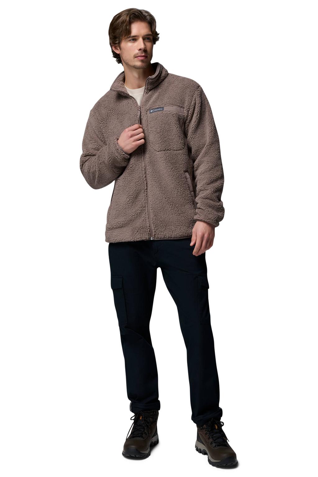 Bruine heren Columbia fleece vest Rugged Ridge met lange mouwen, opstaande kraag en ritssluiting