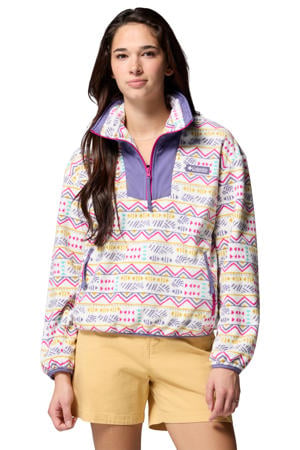 fleece trui wit/paars/roze/geel