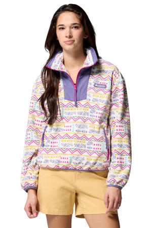 fleece trui wit/paars/roze/geel