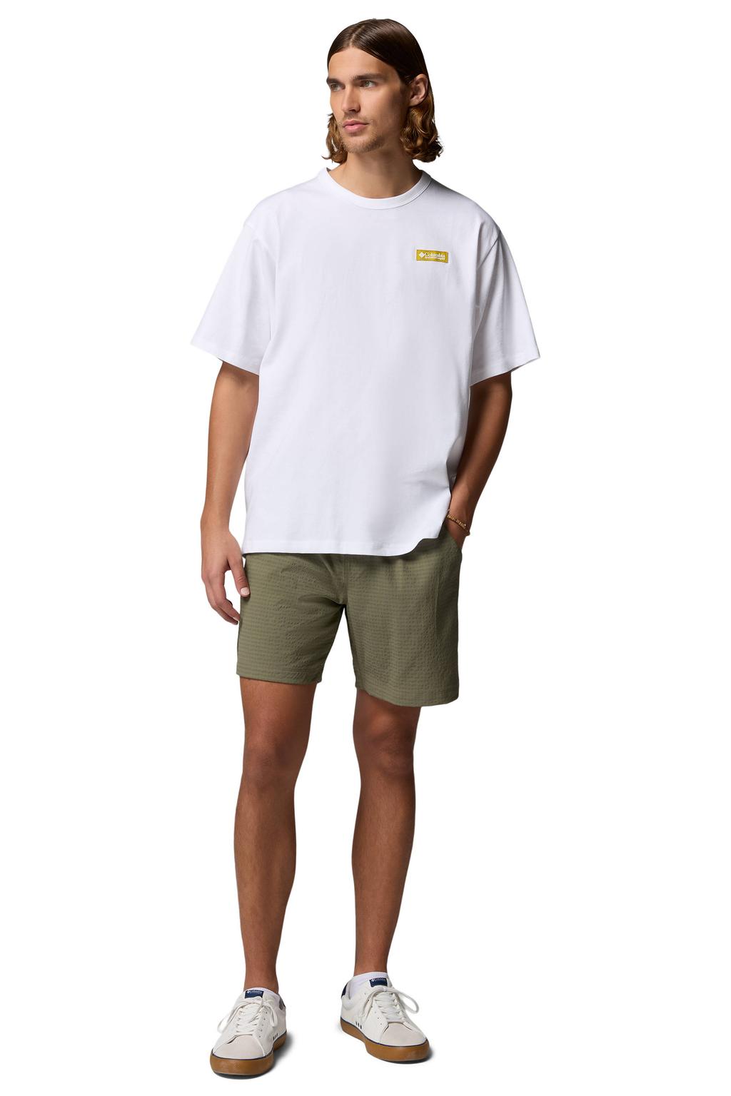 Witte heren Columbia T-shirt van katoen met korte mouwen en ronde hals