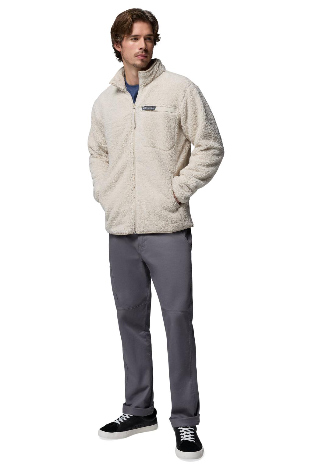 Beige heren Columbia fleece vest Rugged Ridge met lange mouwen, opstaande kraag en ritssluiting