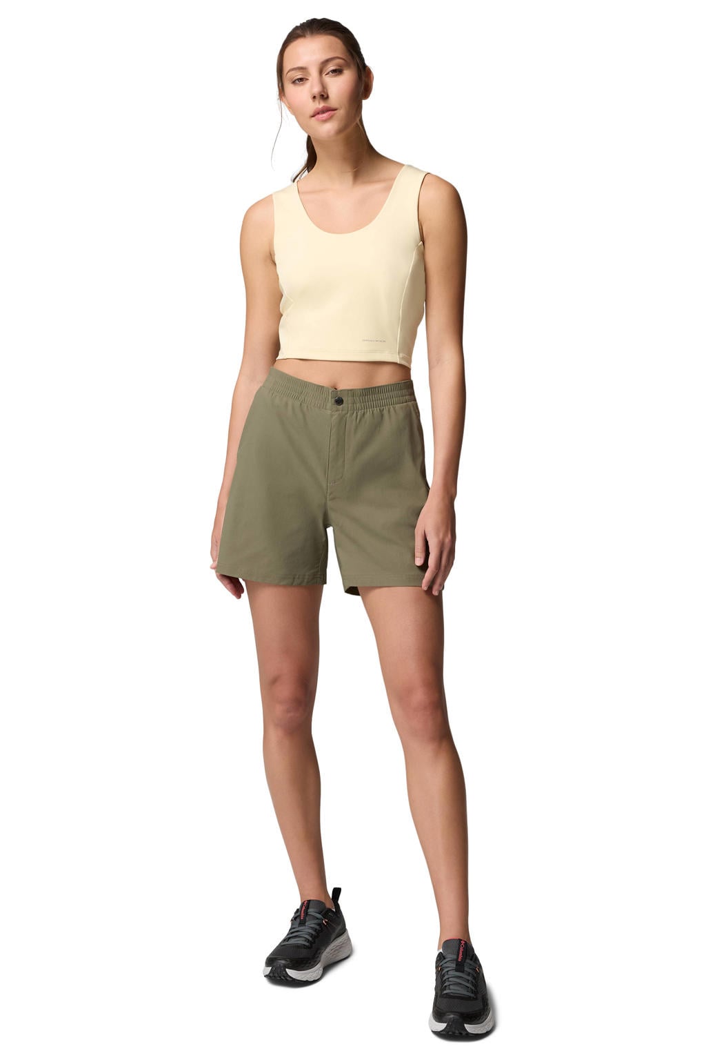 Groene dames Columbia short van nylon met regular fit en rits- en knoopsluiting