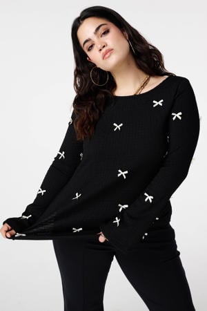 top zwart flared mouwen