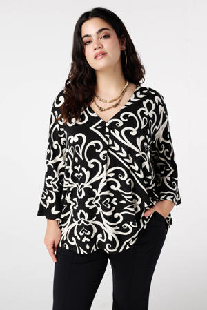top met paisley print zwart