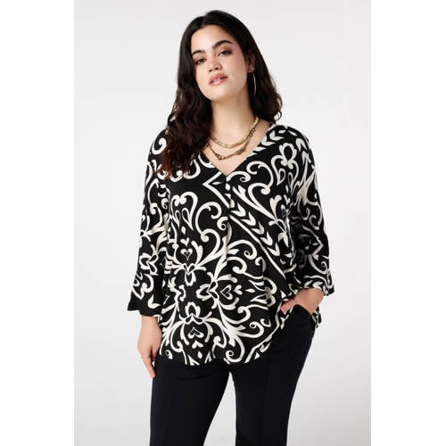 MS Mode top met paisley print zwart afbeelding