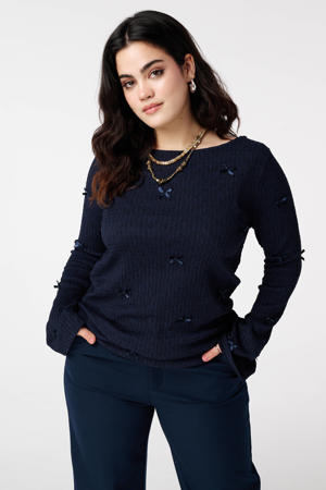 top donkerblauw flared mouwen