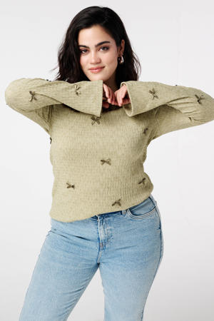 top groen flared mouwen