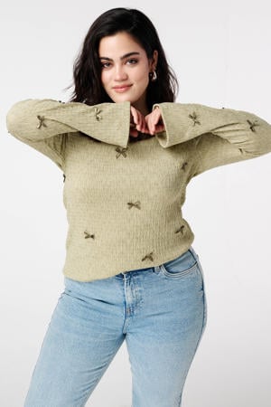 top groen flared mouwen