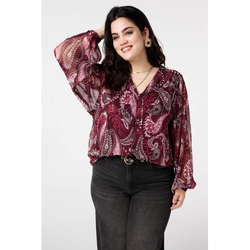 MS Mode blouse met paisley print donkerrood afbeelding