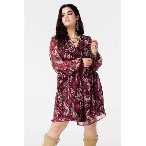 MS Mode A-lijn jurk met paisley print donkerrood afbeelding