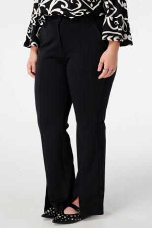 regular waist flared broek zwart