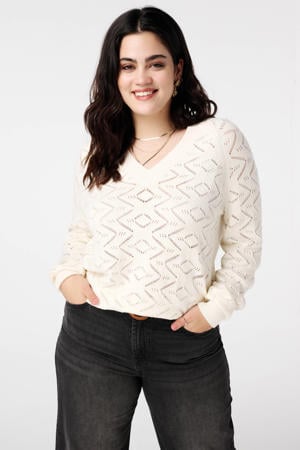 pullover ecru broderie