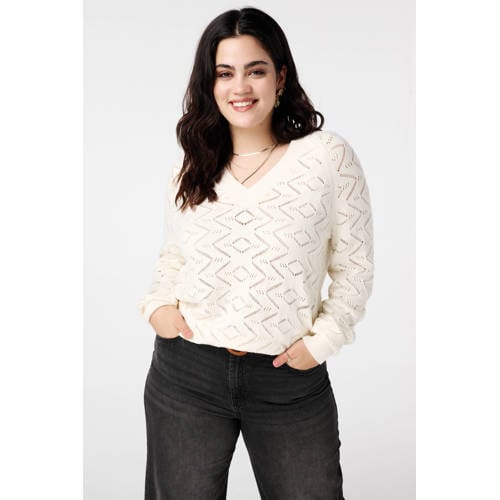 MS Mode pullover ecru broderie afbeelding