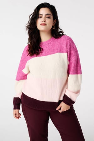 gestreepte gebreide trui roze
