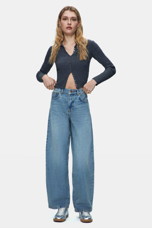 wide leg jeans medium blue denim