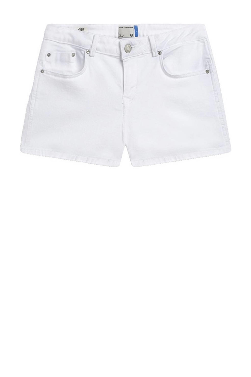 Witte dames LTB regular low waist short van denim met rits- en knoopsluiting en effen