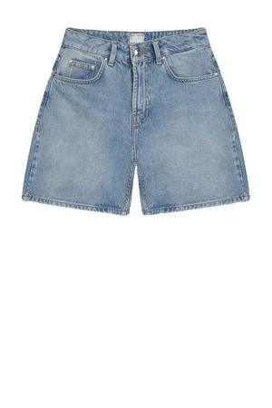 straight regular waist short medium blue denim
